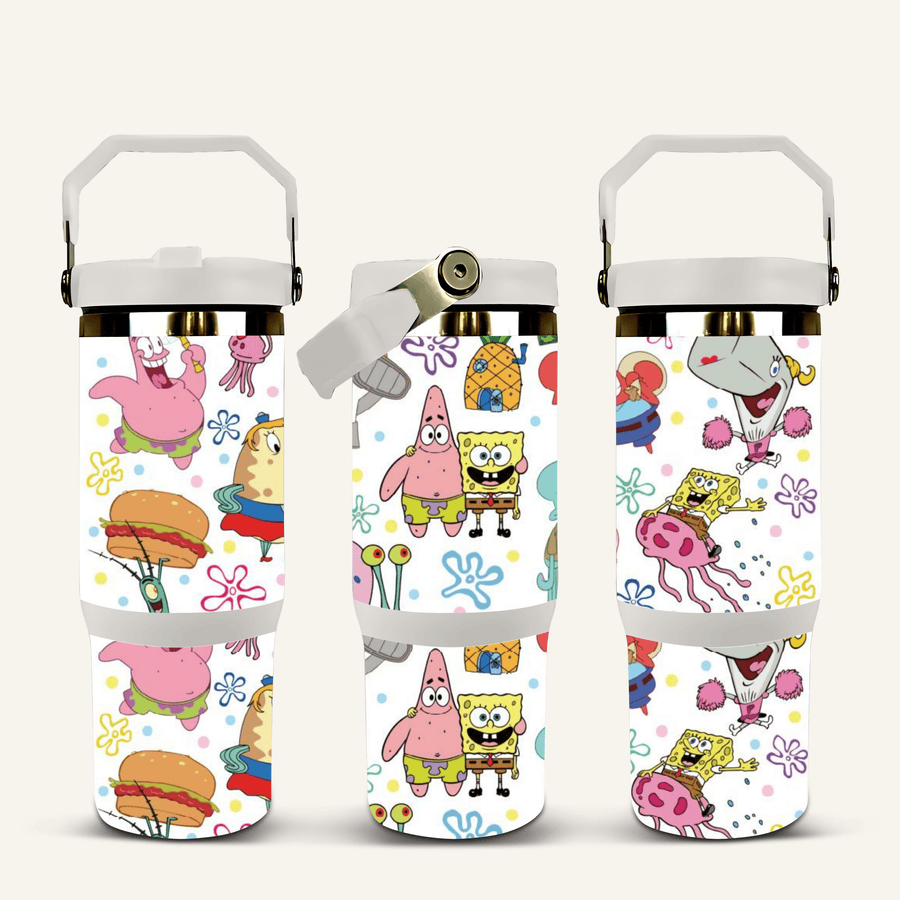 Spongebob Tumbler with Flip Straw