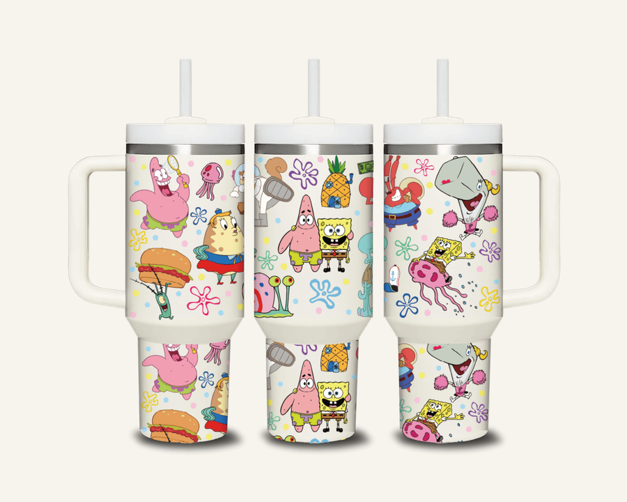 Spongebob Tumbler with Side Handle