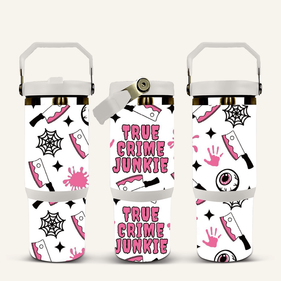 True Crime Junkie Tumbler with Flip Straw