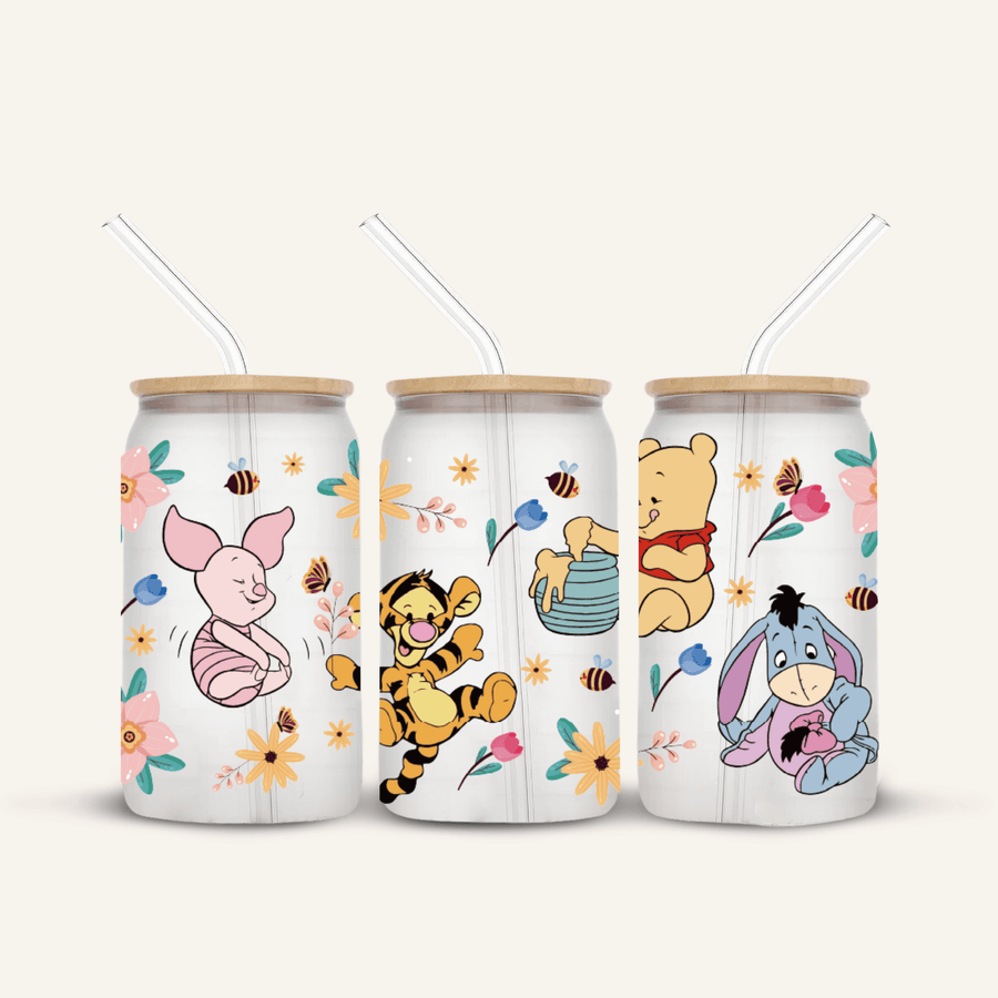 Winnie The Pooh Glass Cup #1*FROSTED*