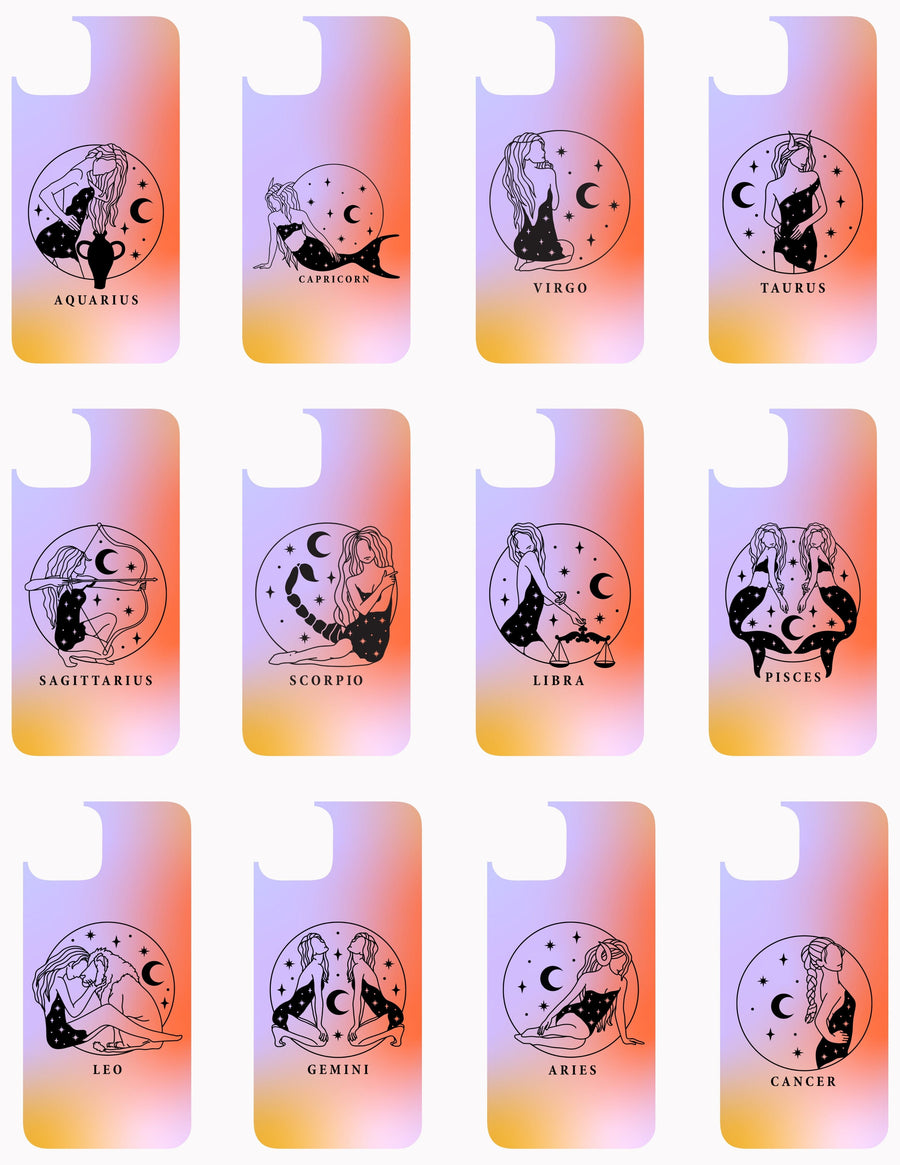 Zodiac Signs - Phone Case (Assorted Colours) Halo Quartz 