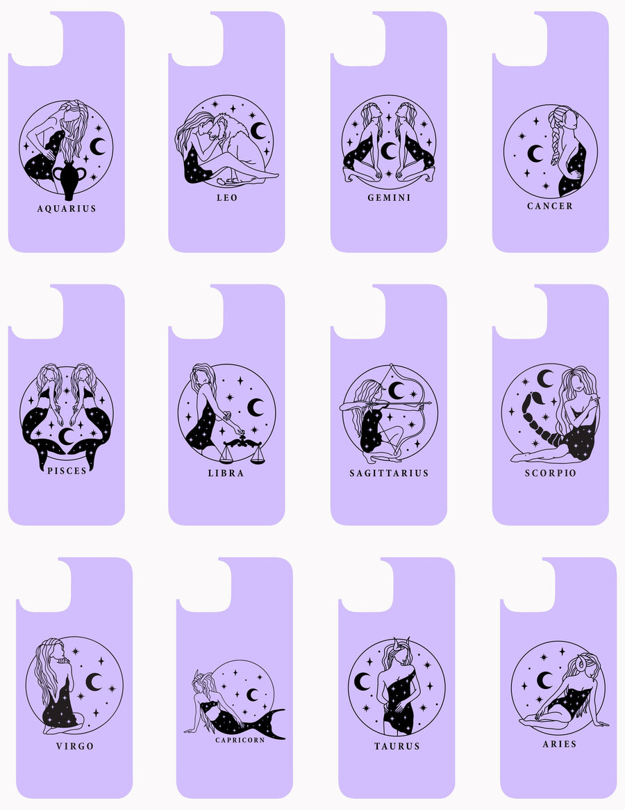 Zodiac Signs - Phone Case (Assorted Colours) Halo Quartz 