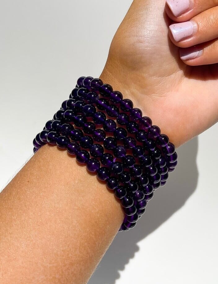 Amethyst Bead Bracelet Halo Quartz 