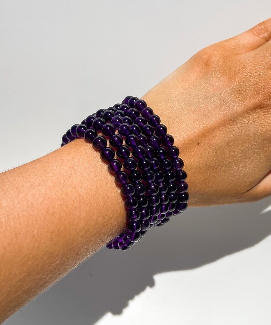 Amethyst Bead Bracelet Halo Quartz 