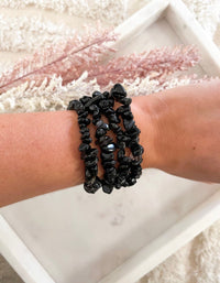 Black Obsidian Bracelet Black Obsidian Halo Quartz 