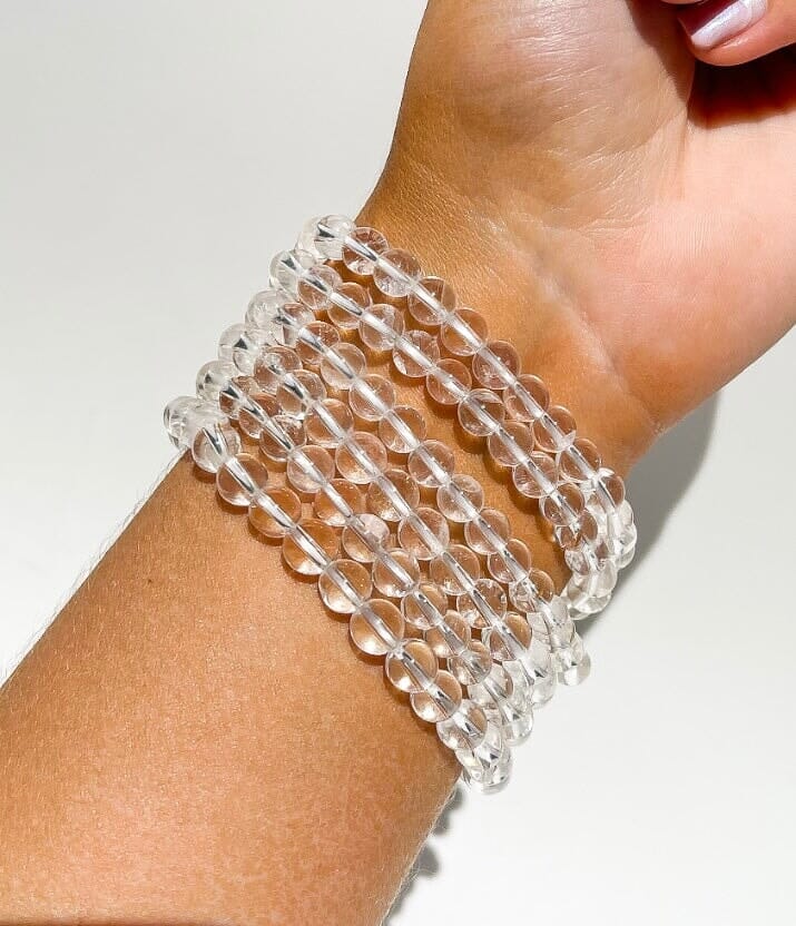 Clear Quartz Bead Bracelet Halo Quartz 