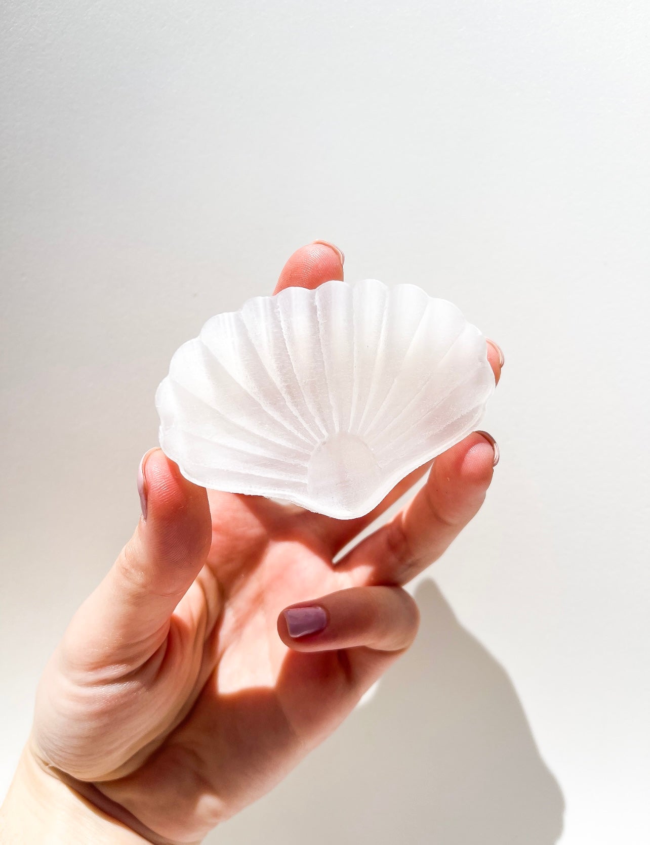 Selenite Shell/Trinket dish Halo Quartz 