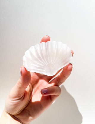 Selenite Shell/Trinket dish Halo Quartz 