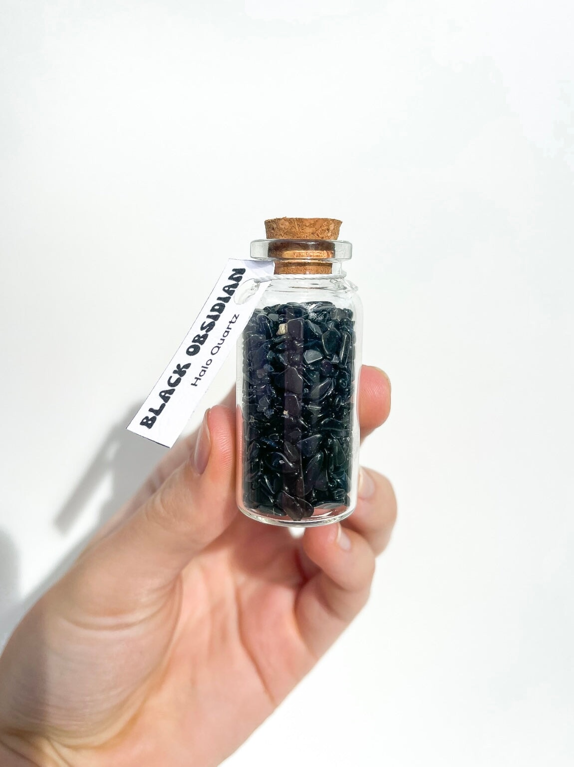 Assorted Chip Bottle Halo Quartz Black Obsidian 