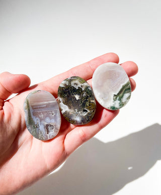 Moss Agate Worry Stone Halo Quartz 