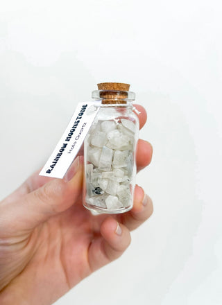 Assorted Chip Bottle Halo Quartz Rainbow Moonstone 