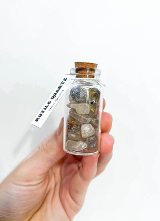 Assorted Chip Bottle Halo Quartz Rutile Quartz 