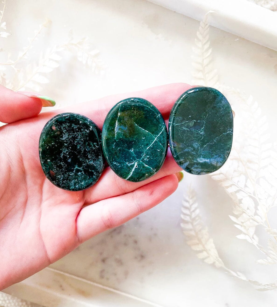 Moss Agate Worry Stone Moss Agate Halo Quartz 