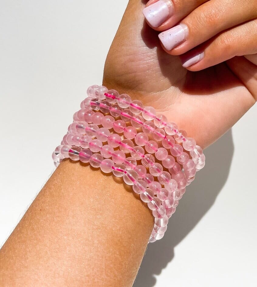 Rose Quartz Bead Bracelet Halo Quartz 