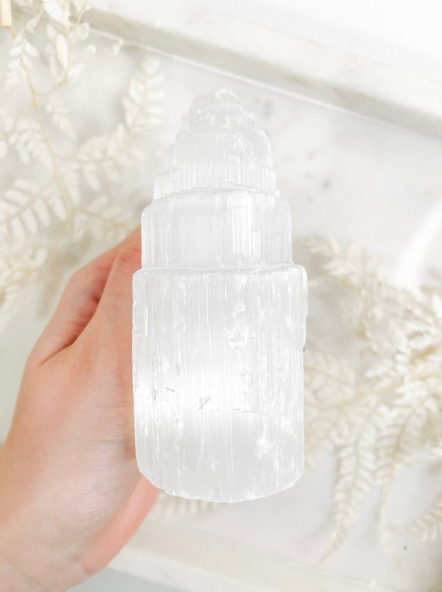 Selenite Tower Selenite Halo Quartz 