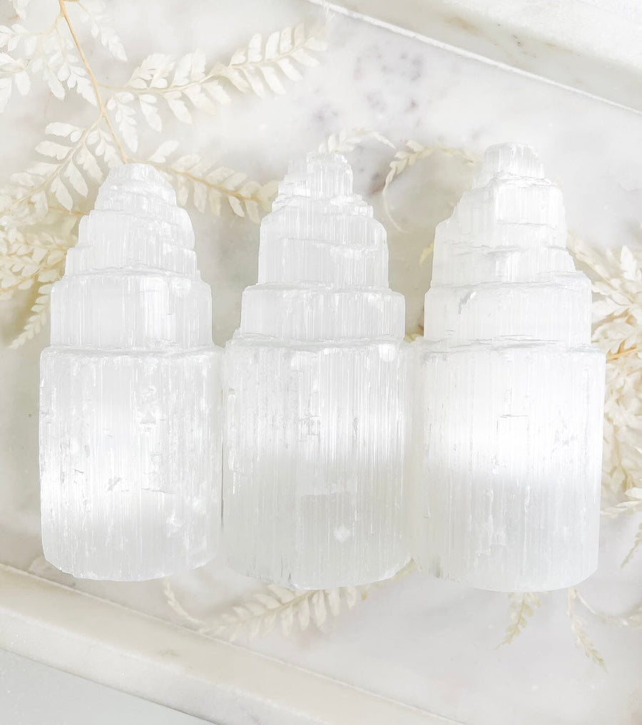 Selenite Tower Selenite Halo Quartz 