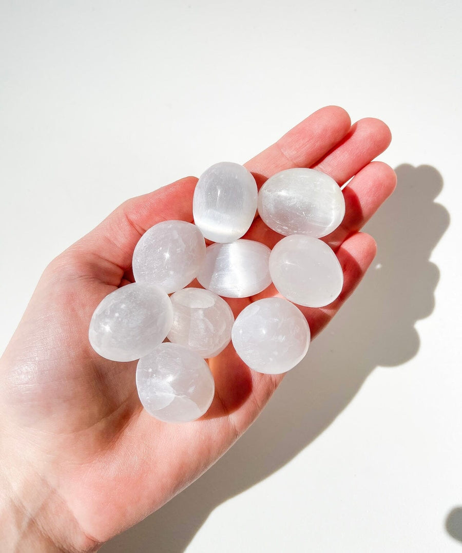 Selenite Tumble Selenite Halo Quartz 